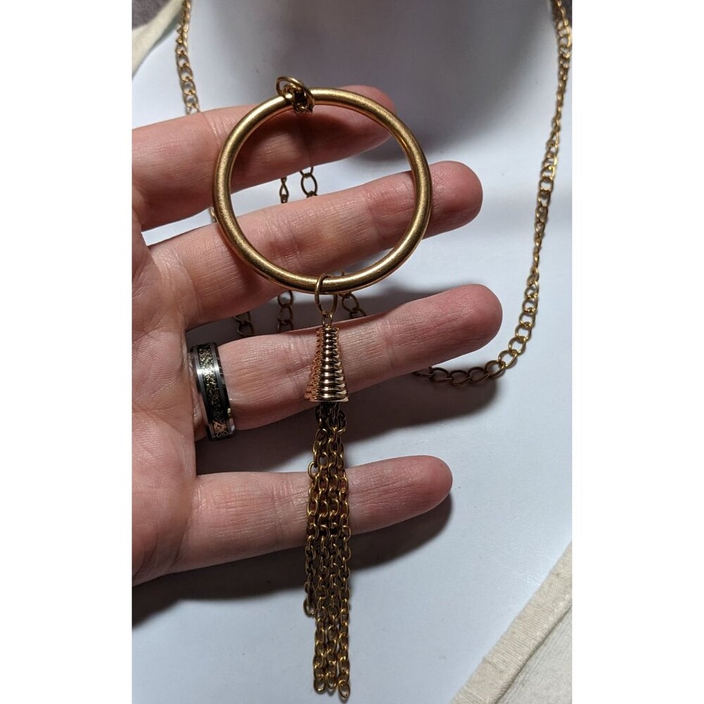 Bohemian Gold Hoop Pendant Tassel Neckalce - Picture 4 of 8